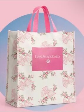 LoveShackFancy x Target Pink Floral Tote Bag Love Shack Fancy shopping bag
